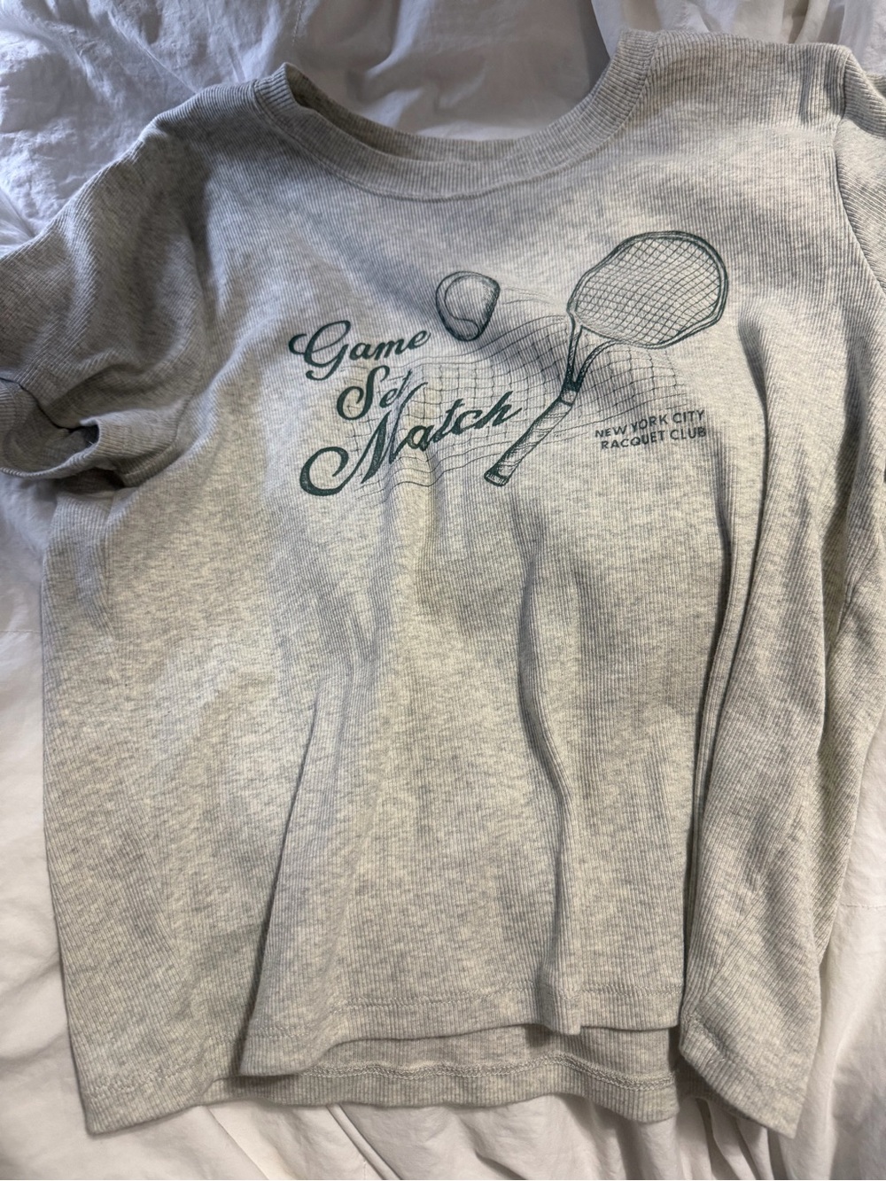 Hollister Light Gray Ribbed Logo Thermal Top